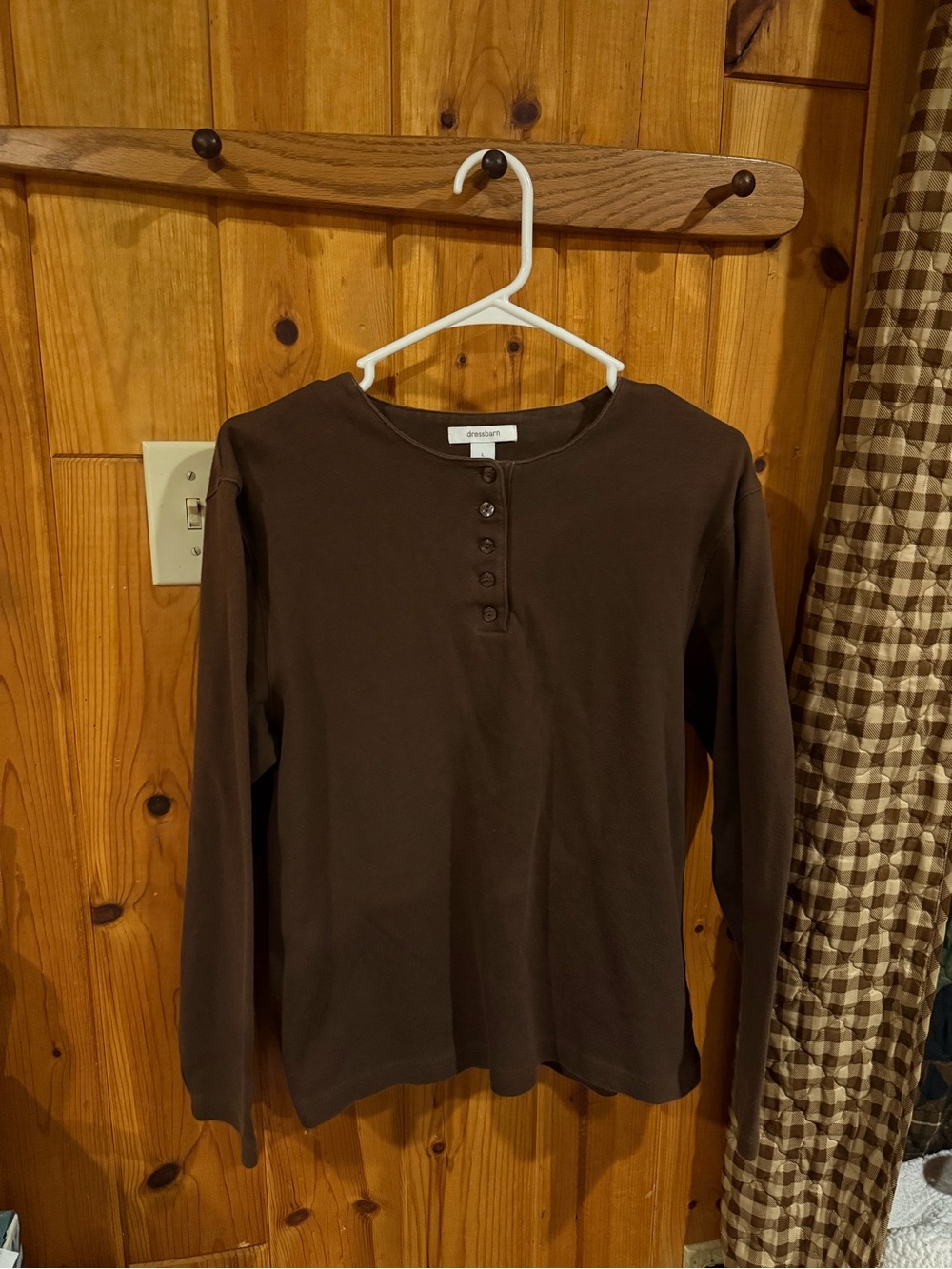 Dress barn Brown Long Sleeve Henley Top